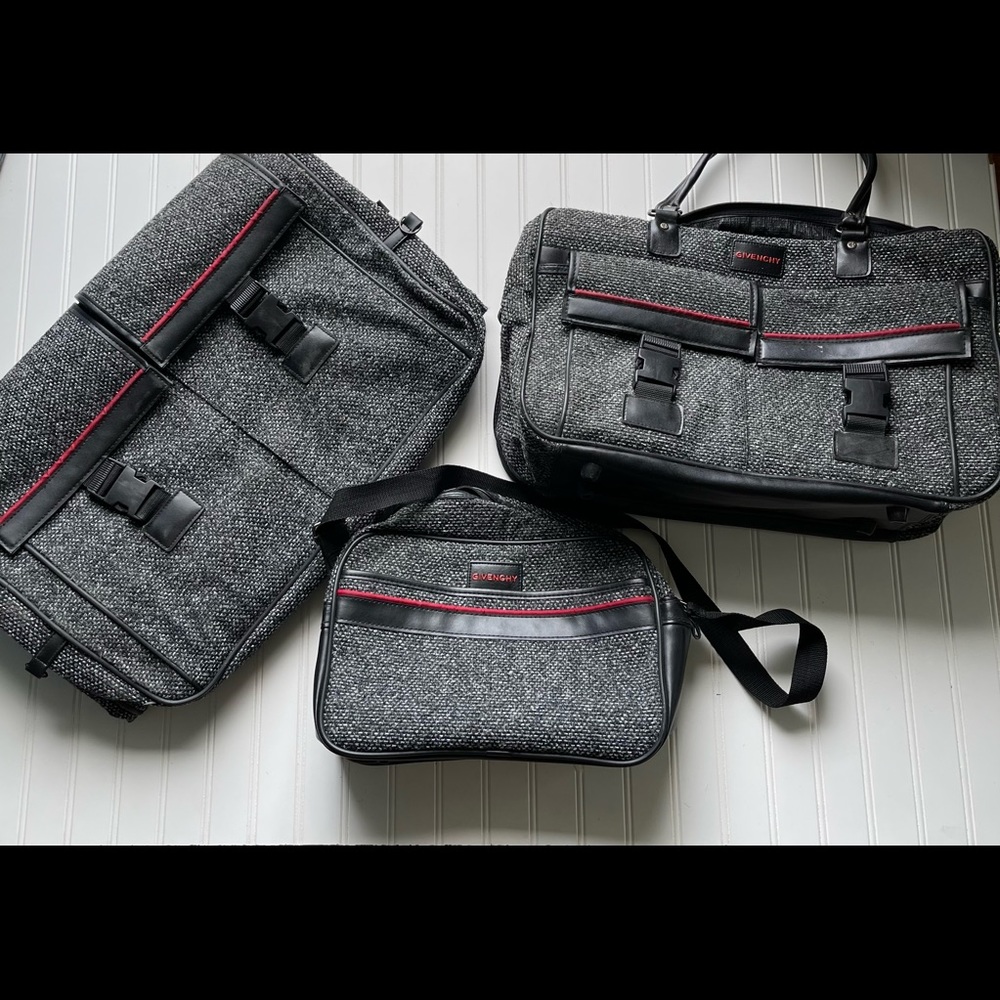 Givenchy Vintage Three Piece Luggage Set Black White